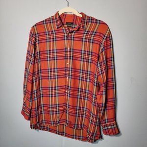ZARA Relaxed Fit Plaid Button Down Shirt size M